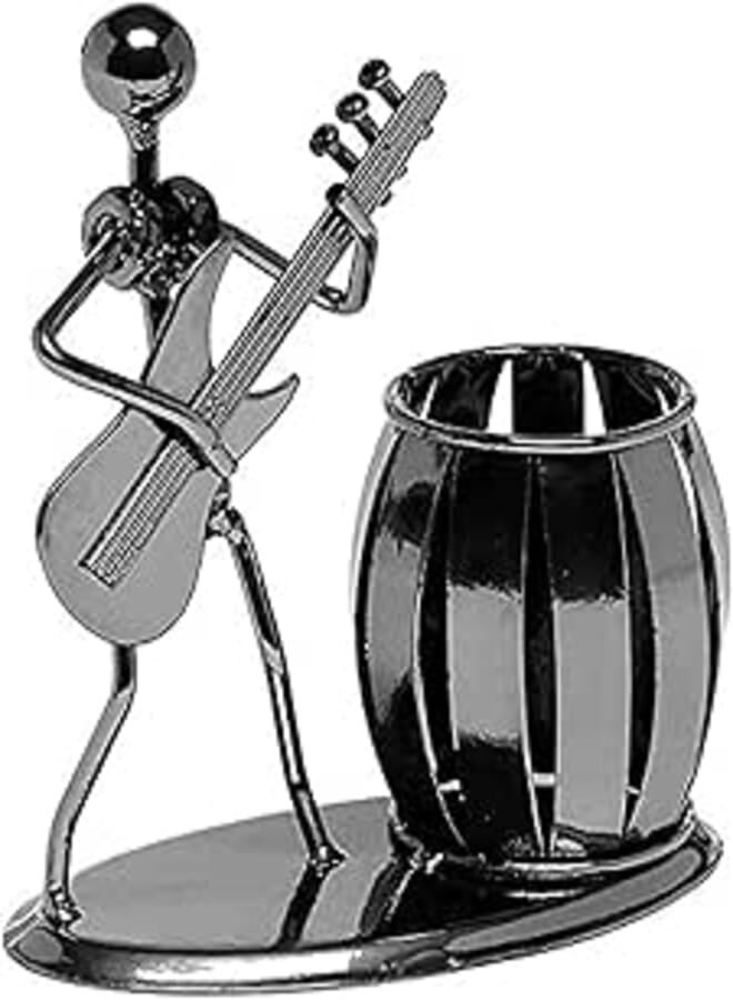 Gun Metal Guitar Theme Craft Pencil and Pen Holder Display